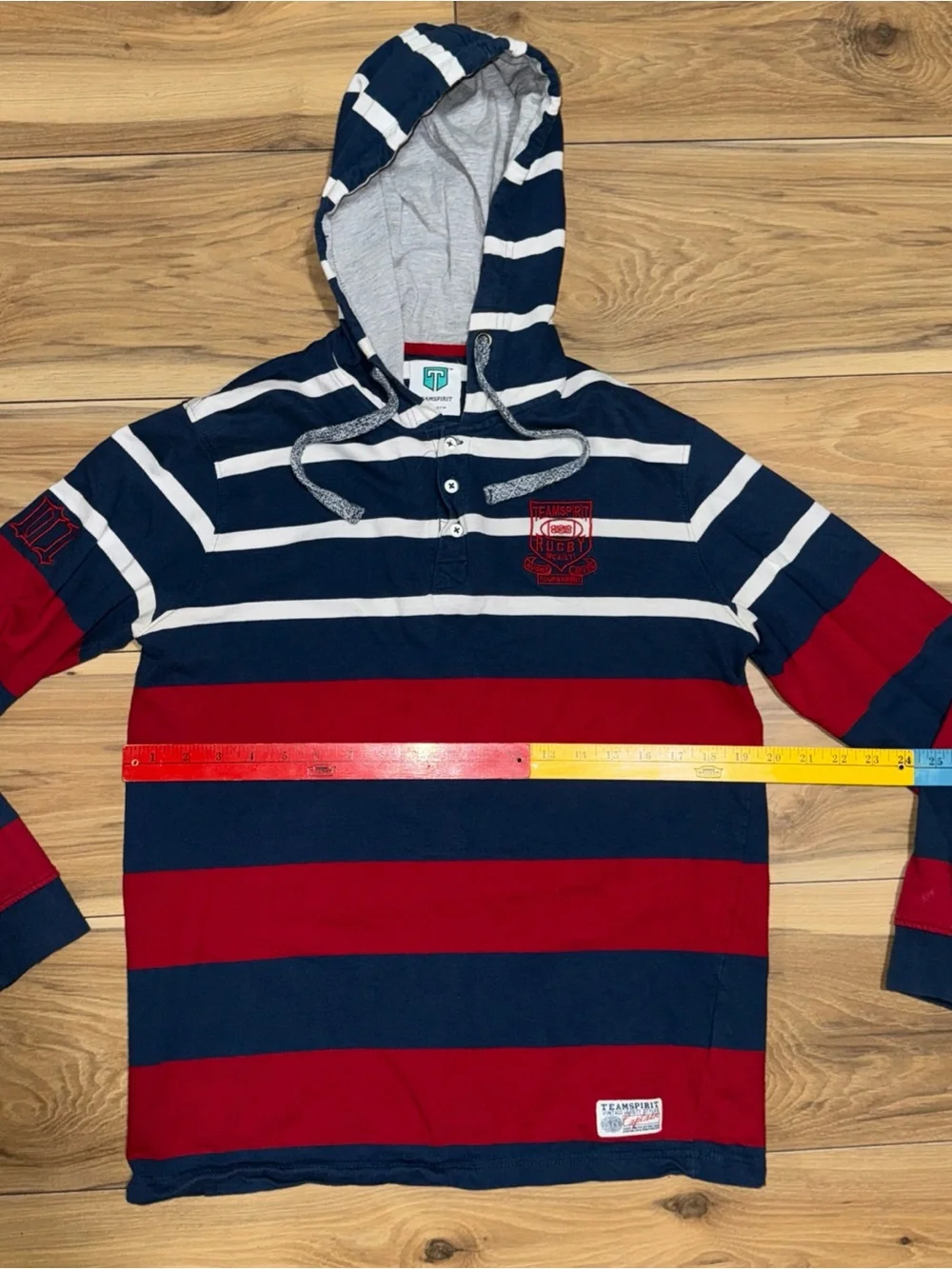 Teamspirit Emo Grunge Striped Hoodie Skater Band Long Sleeve Shirt Hoodie sz Med